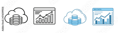Vector art of cloud data analytics and business intelligence visualizing data trends and insights with cloudbased analytics tools and data visualization on transparent background
