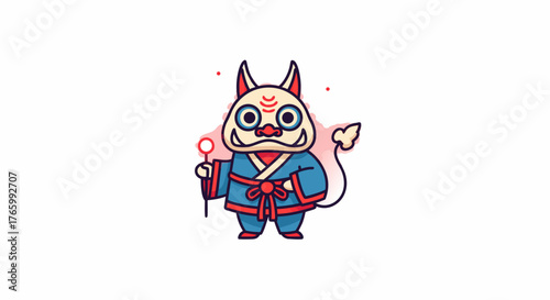 Cartoon depiction of a Japanese Oni character in traditional clothing.