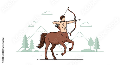 Mythical Centaur Archer Aiming Bow and Arrow with Precision.