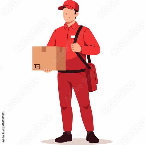 Reliable courier delivering package with smile, ensuring prompt and secure logistics solutions for your business needs today.