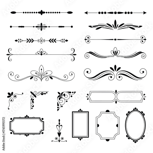 Elegant vector ornaments and borders decorative elements for sophisticated design projects