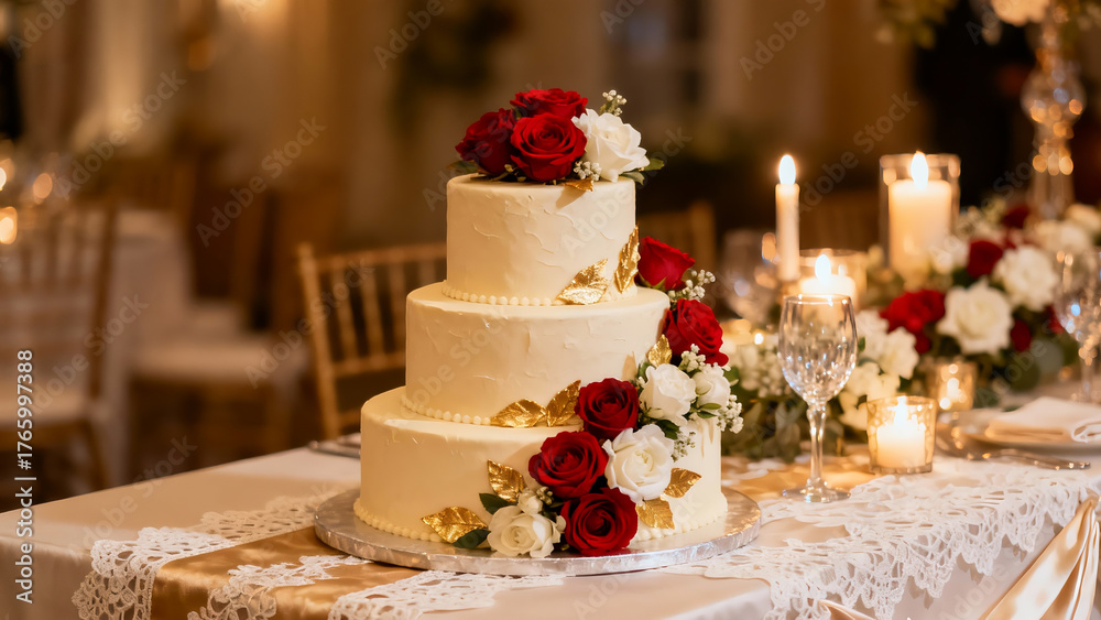 Fototapeta premium wedding cake with flowers