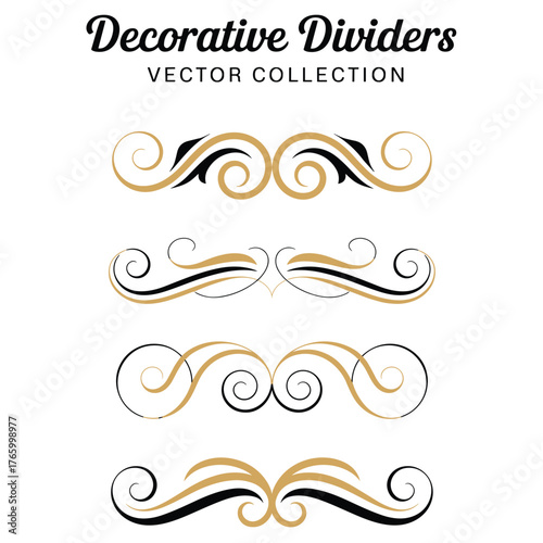 Vector graphics collection decorative dividers elegant ornate ornaments ornamental swirls scalable design elements eps