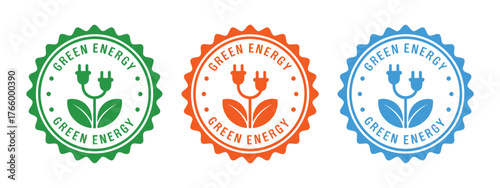 Green energy flower badges set vector illustration scalable eps download renewable power icons