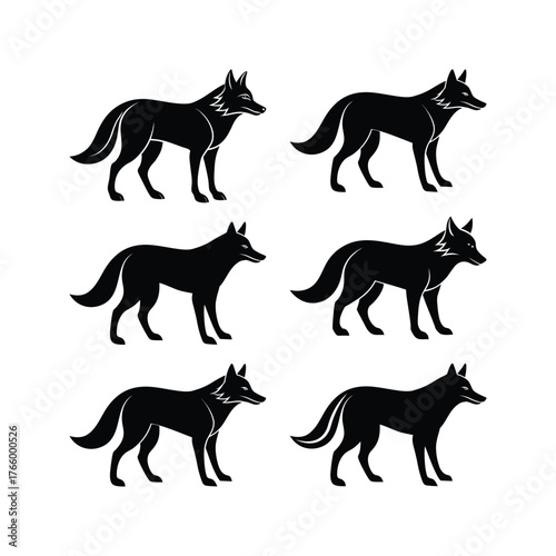 Black and white silhouette wolf strong sleek body
