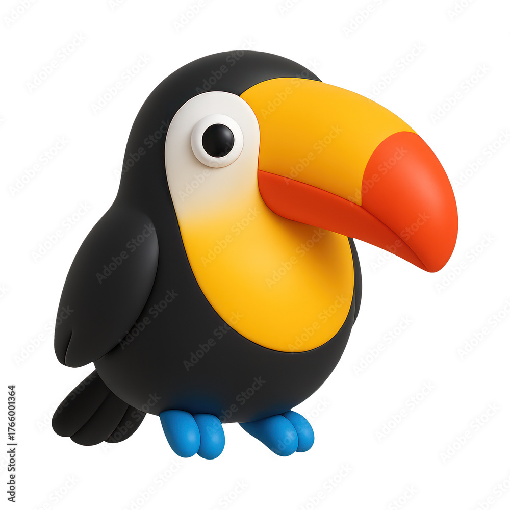 Naklejka premium PNG Colorful cartoon toucan illustration.