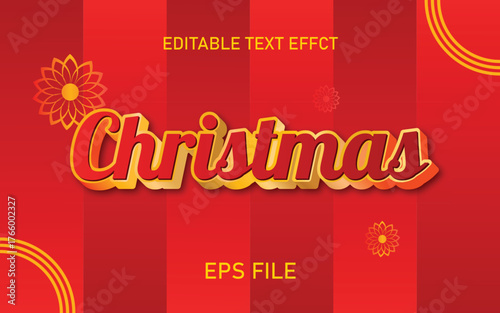 Christmas Text Effect With Red Stripes