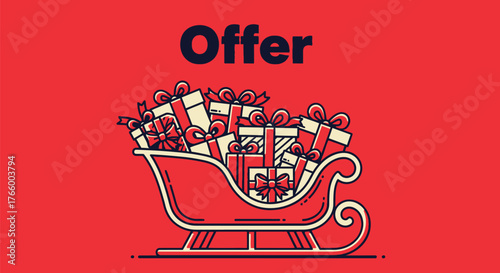 A christmas offer illustration with a sleigh full of gifts, perfect for holiday promotions and sales