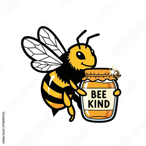Bee Kind Illustration with Honey Jar A Sweet Reminder