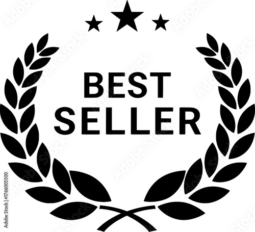 Vector art of black best seller laurel wreath icon