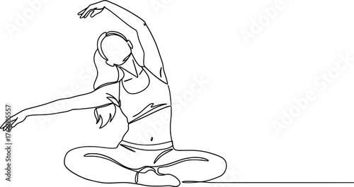 Vector art of woman doing yoga stretch