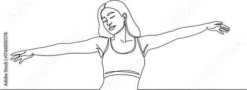 Vector art of woman with arms outstretched in a graceful pose