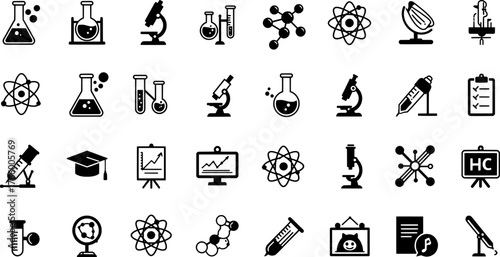 Vector art of collection of science and research icons