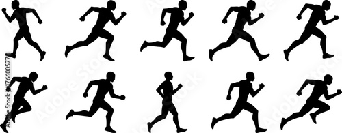 Vector art of sequence of running man silhouette