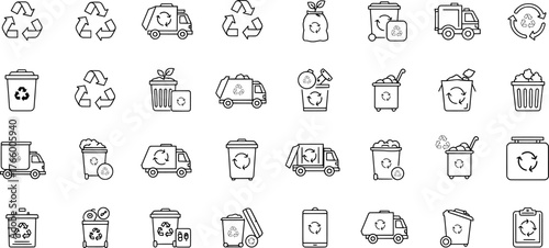 Vector art of collection of recycling and garbage icons