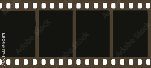 Classic film strip border with four blank frames ready for content insertion cinematic vintage media reel vector