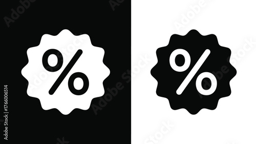 Percentage discount icon vector illustration of sale promotion isolated on white and black background