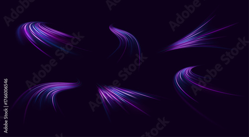 Dynamic road motion with sparkling light flashes and abstract waves of speed.