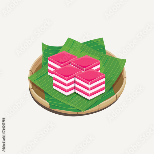 Vector illustration of Malaysia traditional dessert, Kuih Lapis