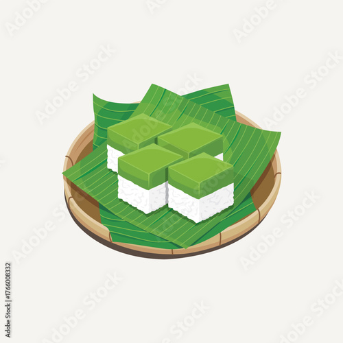 Vector illustration of Malaysia traditional dessert, Kuih Seri Muka