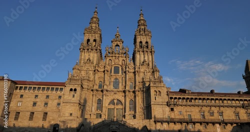 Santiago de Compostela Cathedral. Façade of the Obradoiro. Santiago de Compostela, Spain.