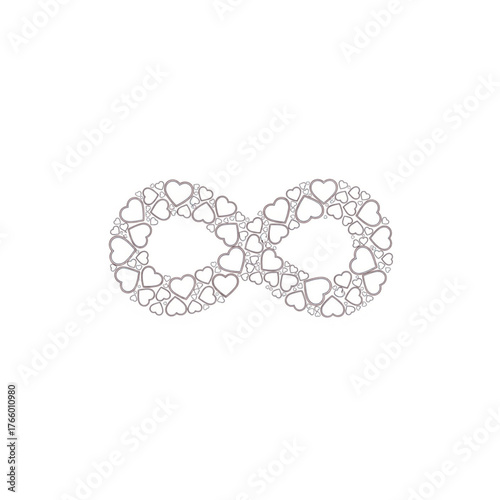 Eternal love design featuring hearts forming an infinity symbol, perfect for Valentine's Day cards, wedding invitations, or anniversary celebrations, timeless