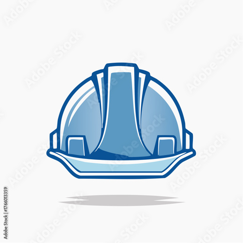 Blue construction safety helmet emblem displaying professional protection