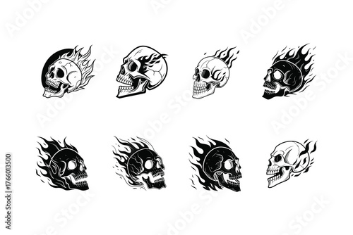 Flaming Skull SVG