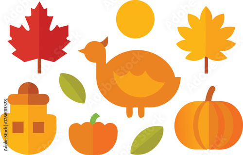Thanksgiving day icons collection vector illustration scalable eps format festive elements