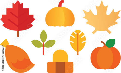 Thanksgiving day icons collection vector art autumn fall elements festive celebration symbols