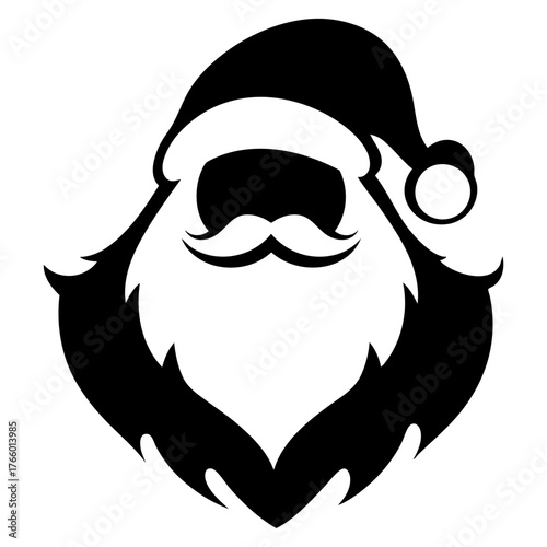 Santa Claus Beard Silhouette In Hat Solid Icon