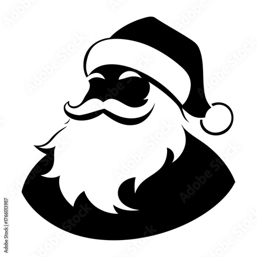 Santa Claus Beard Silhouette In Hat Solid Icon