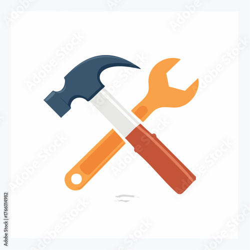 Handyman's essentials: Hammer and wrench in a simplified graphic design