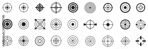 Diverse Black and White Target Crosshairs and Scope Symbol Collection