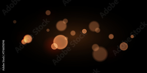 Abstract vector background with golden bokeh light effect on black