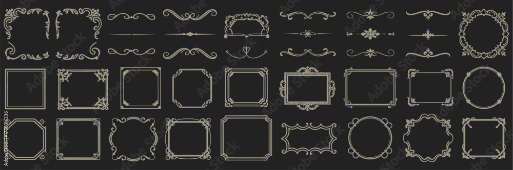 Fototapeta premium Elegant Vintage Decorative Frames and Borders Collection