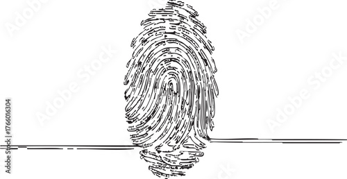 Unique fingerprint design with a modern line art style against a white background for security concepts