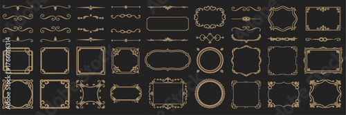 Elegant Collection of Vintage Golden Decorative Frames, Ornate Borders, and Dividers Vector Set