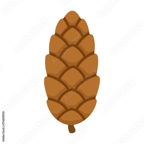 Pine cone. Hand drawn trendy flat style isolated. Natural winter and Christmas element. Ideal for holiday cards, stickers, menus, apps, posters forest themes, seasonal decoration. Vector illustration