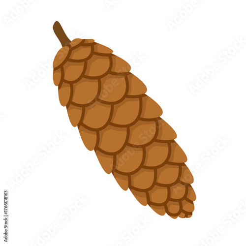 Pine cone. Hand drawn trendy flat style isolated. Natural winter and Christmas element. Ideal for holiday cards, stickers, menus, apps, posters forest themes, seasonal decoration. Vector illustration