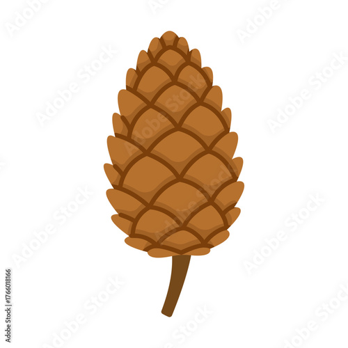 Pine cone. Hand drawn trendy flat style isolated. Natural winter and Christmas element. Ideal for holiday cards, stickers, menus, apps, posters forest themes, seasonal decoration. Vector illustration