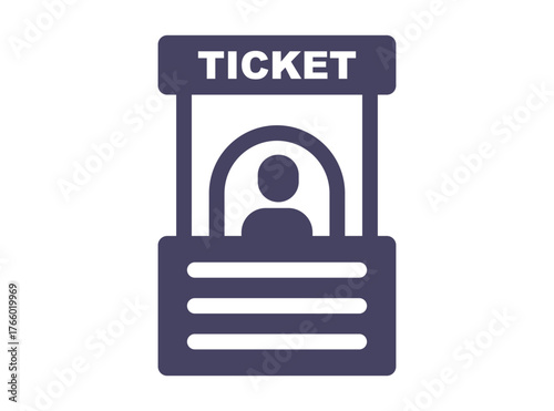 Black ticket office icon isolated on white background. Flat illustration