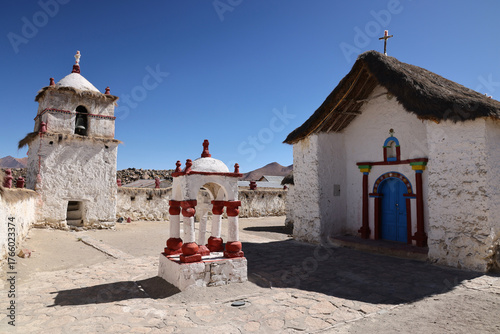 The church in the pretty village of Parinacota, Chile