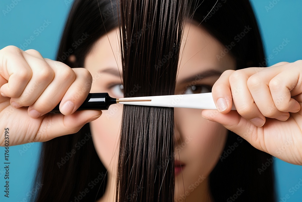 Obraz premium split ends before and after trim