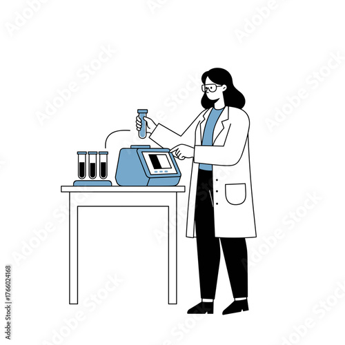 Laboratory technician conducting experiments with test tubes and equipment  