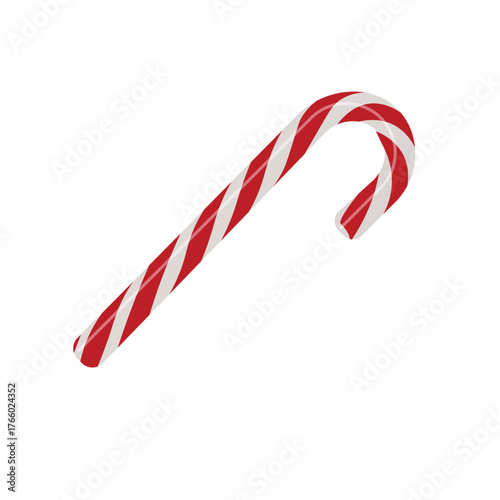 Classic Red and White Candy Cane. Christmas Sweet Isolated on White Background