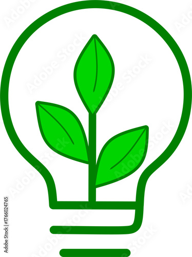 A modern logo that unites nature and innovation. The leaf inside the light bulb symbolizes clean technology, energy efficiency, and eco-friendly solutions