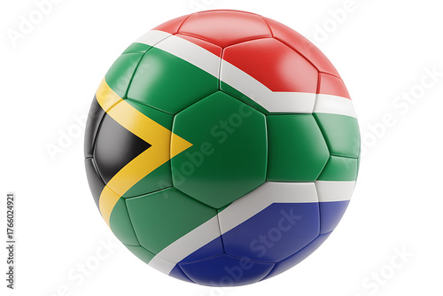A soccer ball displays the colors and design of a nation's flag, representing sport and national identity.