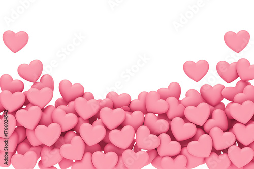 Abundant pink hearts cascade downwards, creating a joyful and affectionate visual display.