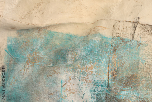 Grunge blue, beige dirty canvas fabric. Dirty stain grain texture abstract background.